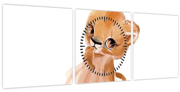 Tablou - Animăluț în acuarelă N⁰6 (cu ceas) (90x30 cm)