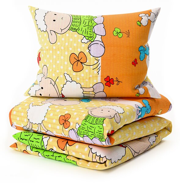 Lenjerie de pat creponata pentru patut OVECELE galben Dimensiune lenjerie de pat: 45 x 65 cm | 90 x 135 cm