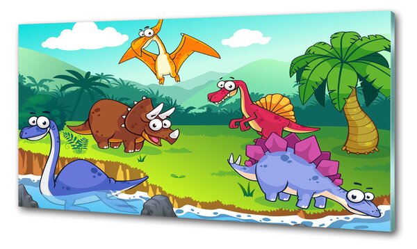Panou sticlă decorativa bucătărie dinozauri