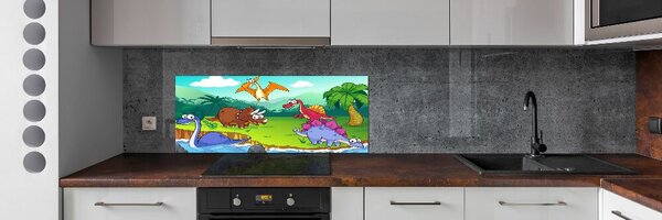 Panou sticlă decorativa bucătărie dinozauri