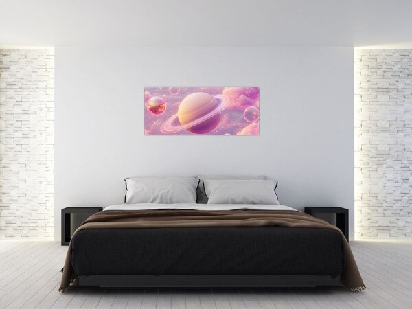 Tablou - Planetă roz (120x50 cm)