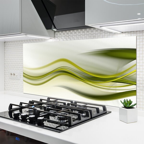 Panou sticla bucatarie Abstract Art Verde Gri Alb