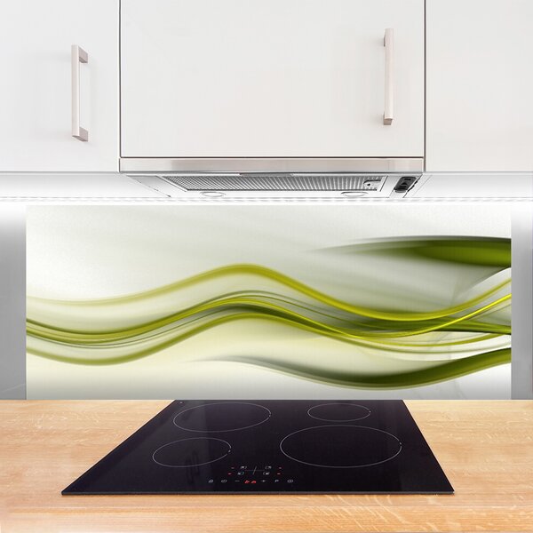 Panou sticla bucatarie Abstract Art Verde Gri Alb