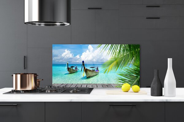Panou sticla bucatarie Ambarcațiuni Sea Peisaj Albastru Maro Verde