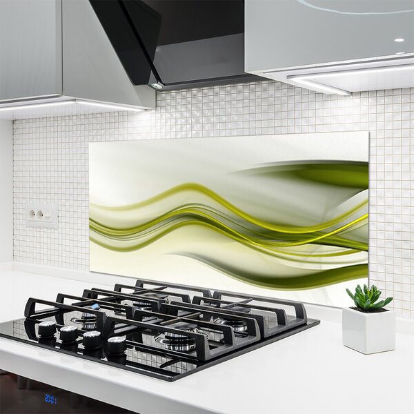 Panou sticla bucatarie Abstract Art Verde Gri Alb