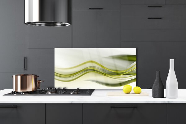 Panou sticla bucatarie Abstract Art Verde Gri Alb