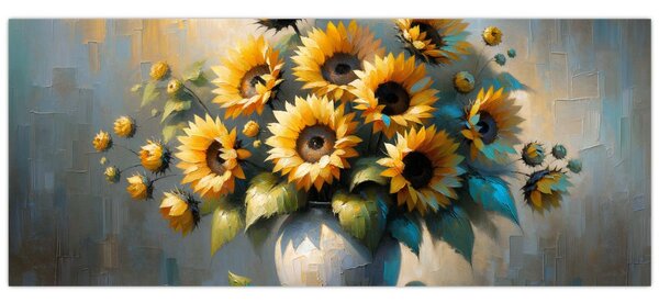Tablou – Vază cu floarea-soarelui (120x50 cm)