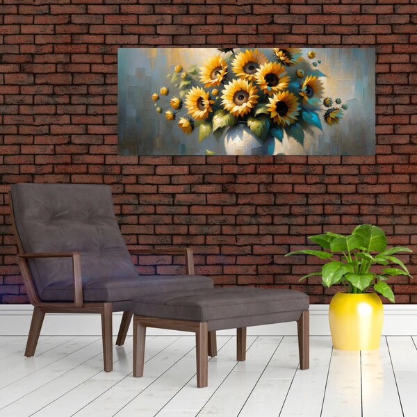 Tablou – Vază cu floarea-soarelui (120x50 cm)