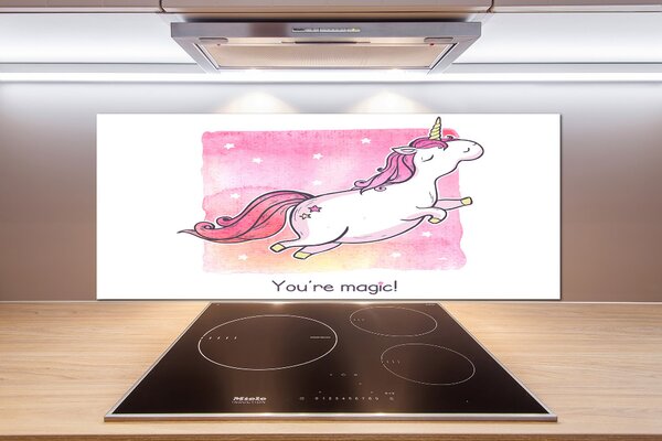 Panou sticla securizata bucatarie unicorn roz