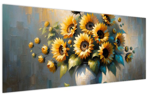 Tablou – Vază cu floarea-soarelui (120x50 cm)