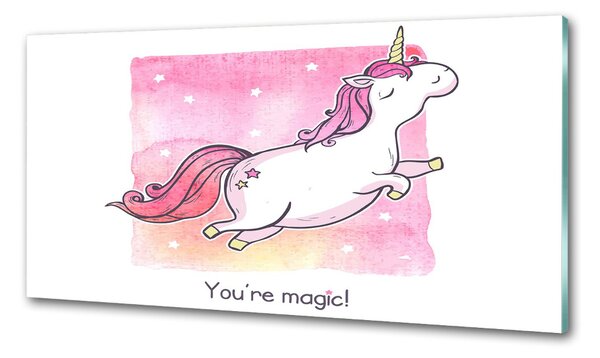 Panou sticla securizata bucatarie unicorn roz
