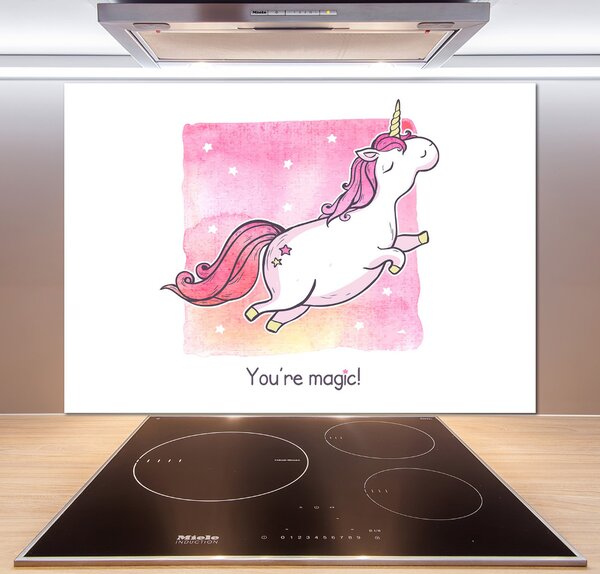 Panou sticla securizata bucatarie unicorn roz
