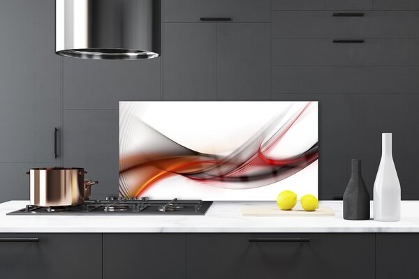 Panou sticla bucatarie Abstract Art Galben Maro Gri Alb