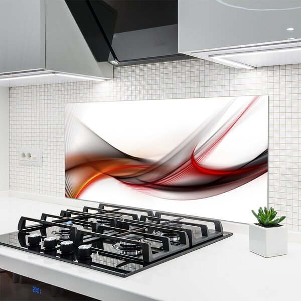 Panou sticla bucatarie Abstract Art Galben Maro Gri Alb