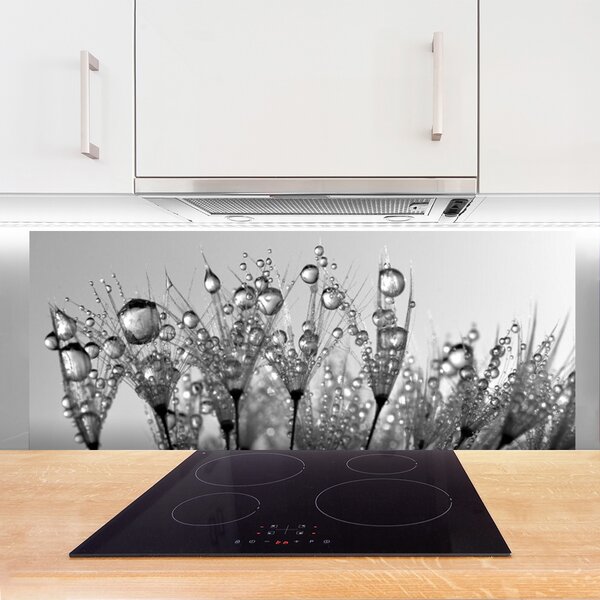 Panou sticla bucatarie Abstract Floral Gray