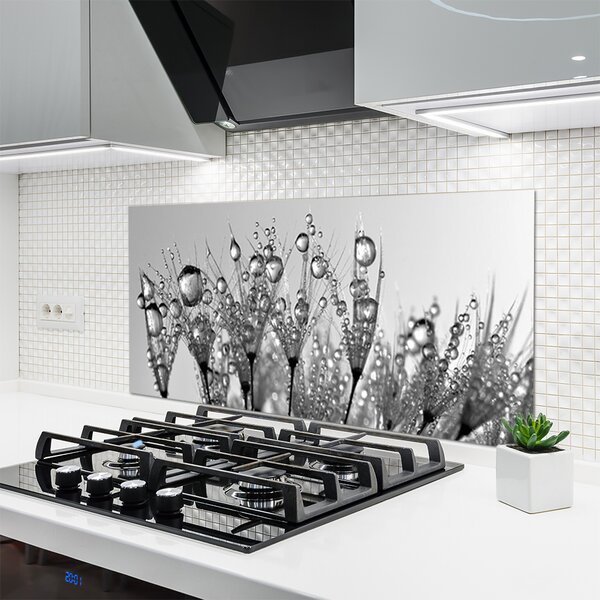 Panou sticla bucatarie Abstract Floral Gray