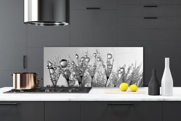 Panou sticla bucatarie Abstract Floral Gray