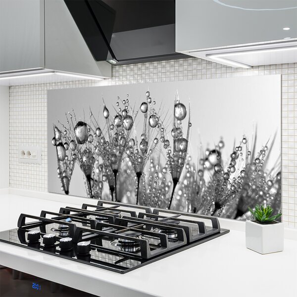 Panou sticla bucatarie Abstract Floral Gray
