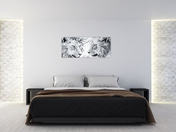 Tablou - Capete de lei desenate (120x50 cm)
