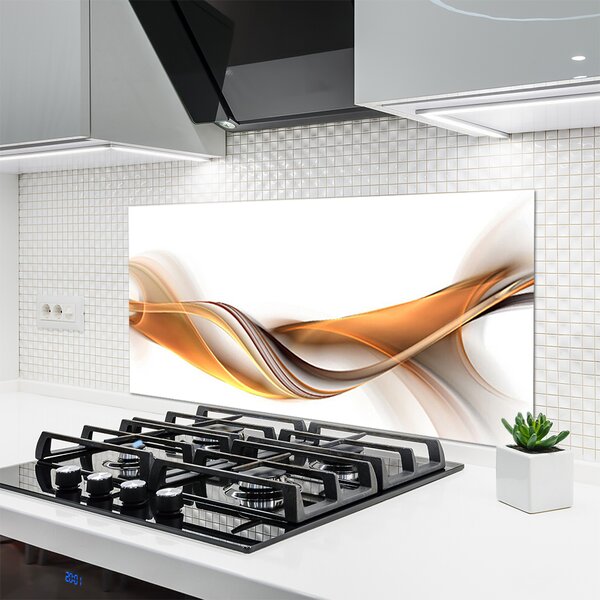 Panou sticla bucatarie Abstract Art Galben Gri Alb