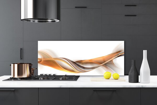 Panou sticla bucatarie Abstract Art Galben Gri Alb