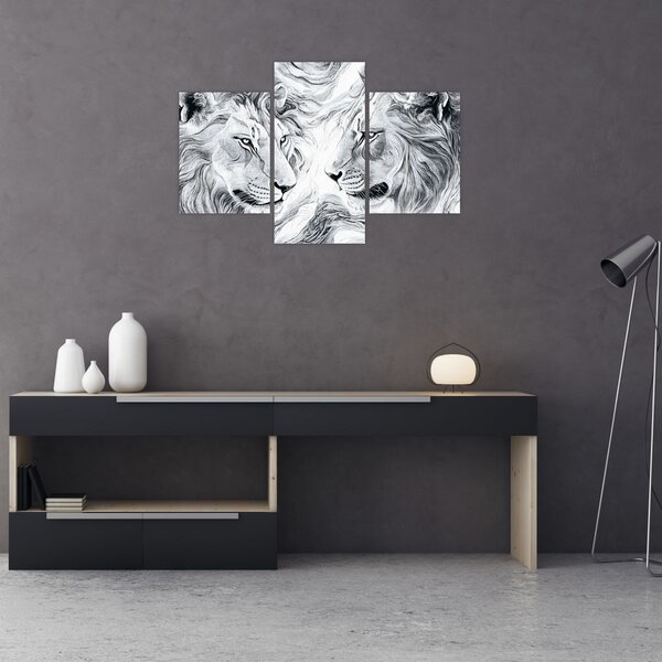 Tablou - Capete de lei desenate (90x60 cm)