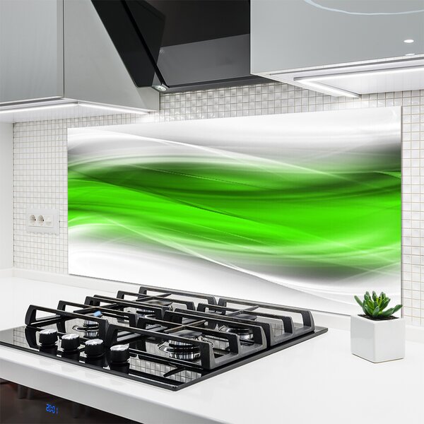 Panou sticla bucatarie Abstract Art Verde Gri Alb