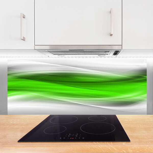 Panou sticla bucatarie Abstract Art Verde Gri Alb
