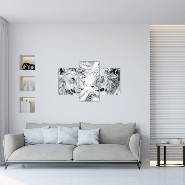 Tablou - Capete de lei desenate (90x60 cm)