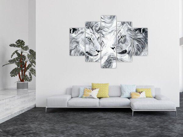 Tablou - Capete de lei desenate (150x105 cm)