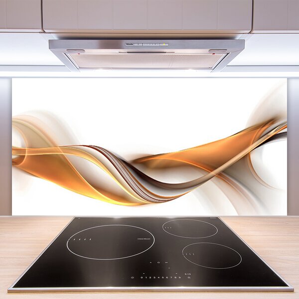 Panou sticla bucatarie Abstract Art Galben Gri Alb