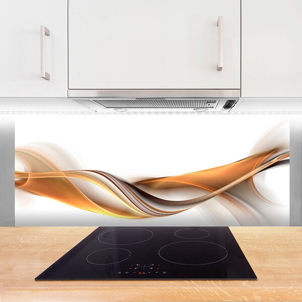 Panou sticla bucatarie Abstract Art Galben Gri Alb
