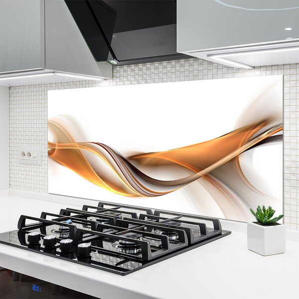 Panou sticla bucatarie Abstract Art Galben Gri Alb
