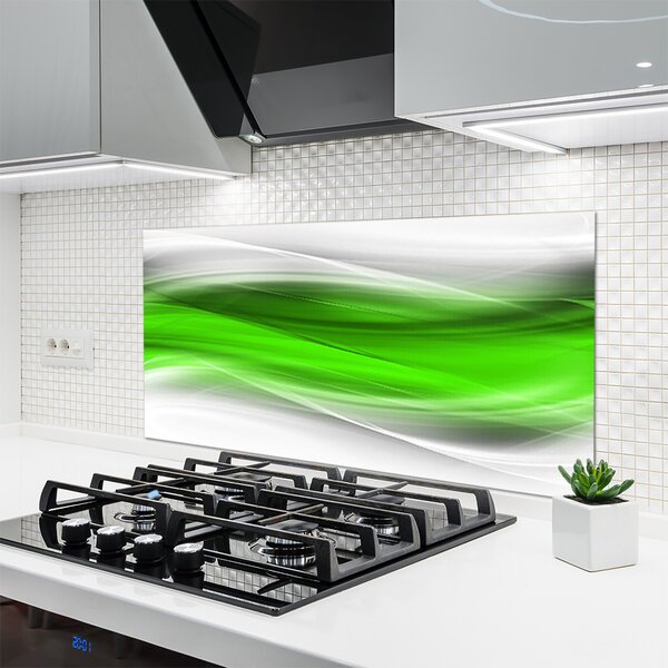 Panou sticla bucatarie Abstract Art Verde Gri Alb