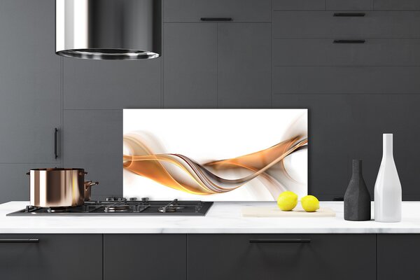 Panou sticla bucatarie Abstract Art Galben Gri Alb