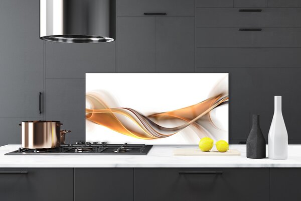 Panou sticla bucatarie Abstract Art Galben Gri Alb