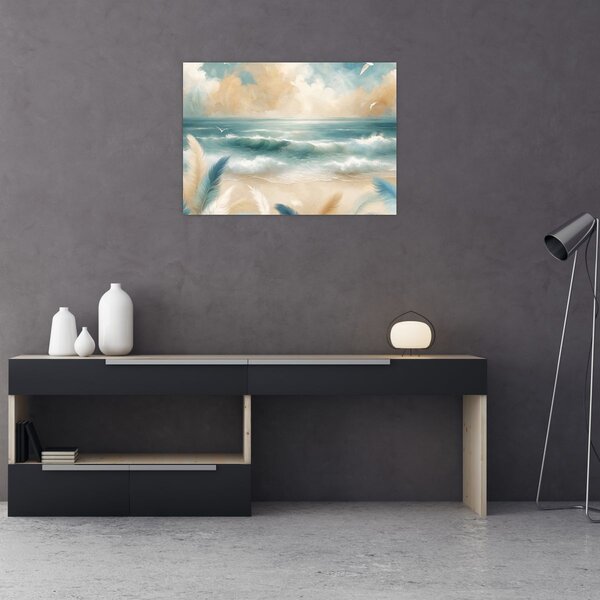 Tablou – Plajă pictată în culori delicate (70x50 cm)