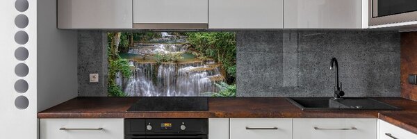 Panou sticlă decorativa bucătărie Cascada din pădure