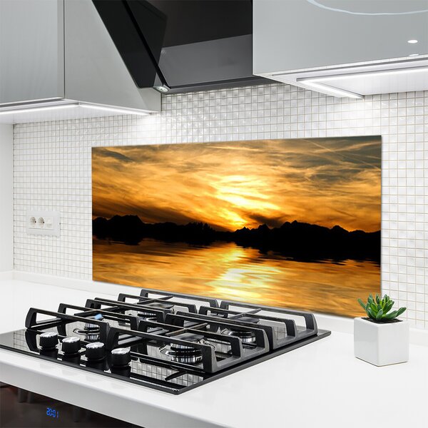 Panou sticla bucatarie Abstract Art Galben Negru