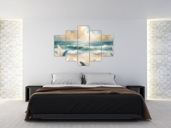 Tablou – Plajă pictată în culori delicate (150x105 cm)