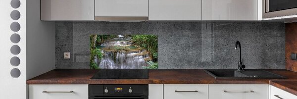 Panou sticlă decorativa bucătărie Cascada din pădure