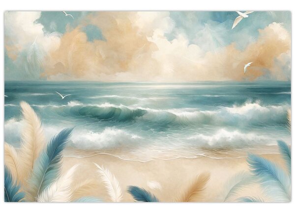 Tablou – Plajă pictată în culori delicate (90x60 cm)