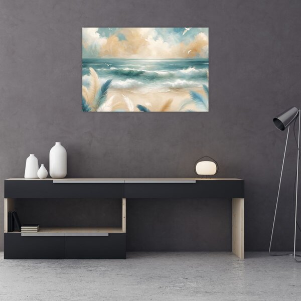 Tablou – Plajă pictată în culori delicate (90x60 cm)