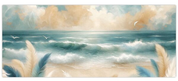 Tablou – Plajă pictată în culori delicate (120x50 cm)
