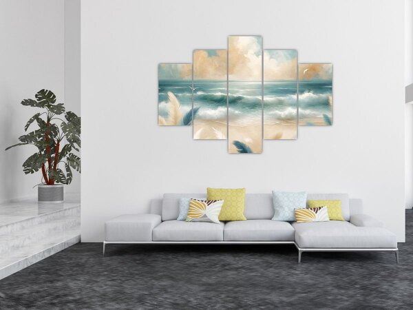 Tablou – Plajă pictată în culori delicate (150x105 cm)
