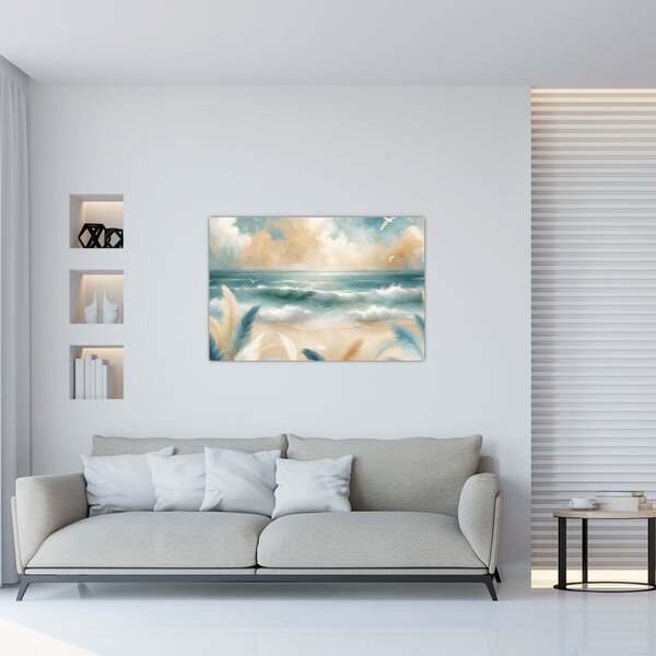 Tablou – Plajă pictată în culori delicate (90x60 cm)