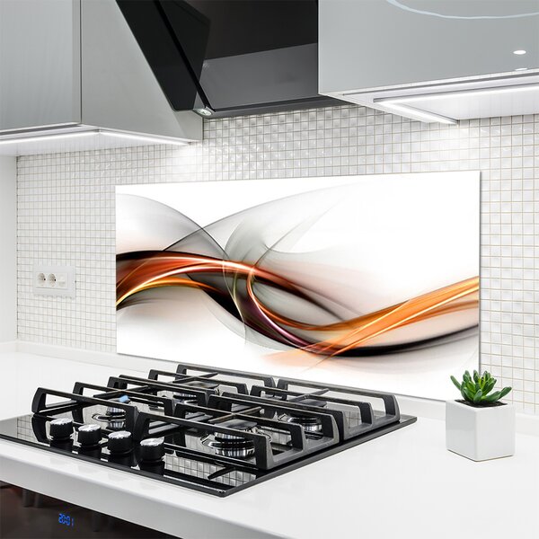 Panou sticla bucatarie Abstract Art Galben Maro Gri Alb