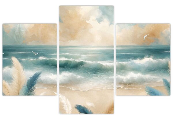 Tablou – Plajă pictată în culori delicate (90x60 cm)
