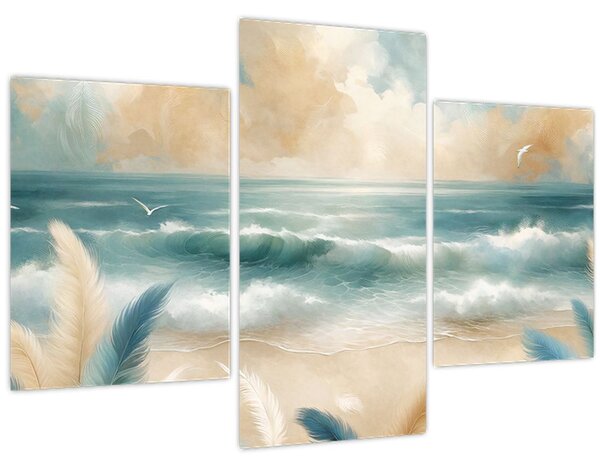 Tablou – Plajă pictată în culori delicate (90x60 cm)