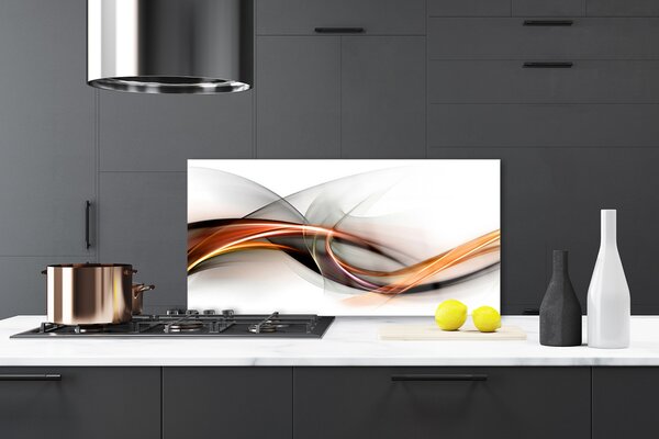 Panou sticla bucatarie Abstract Art Galben Maro Gri Alb